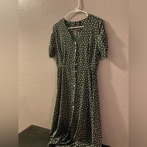 Green, Flower Midi Shein Dress